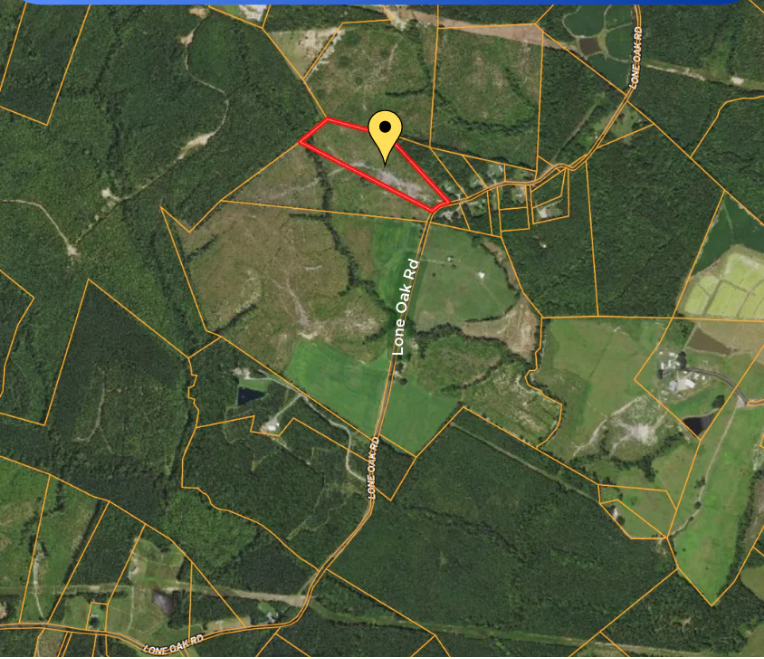 Map showing the boundary of the new plot along Lone Oak Road, Mecklenburg County, Virginia